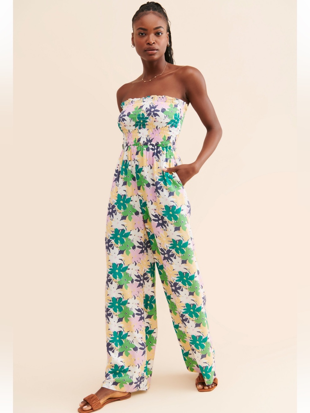 NWT retail $258 size XS #FreePeople,#Nuuly,#RueStiic Luz smocked jumpsuit.